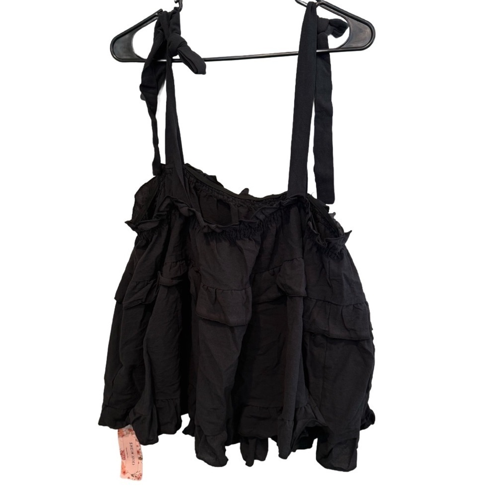 SHEIN Black Sleeveless Tank Flowy Baby Doll Tank Size 2XL NWT!